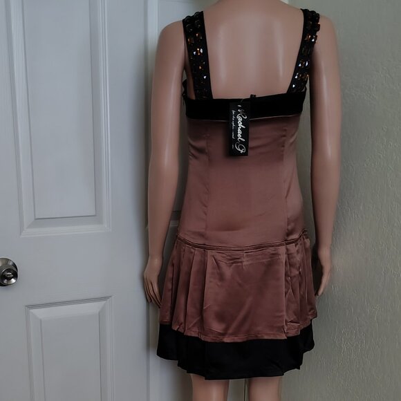 Rachael G. Brown and Black Satin Dress, Size S - Picture 7 of 15
